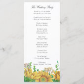 Rustikales Hochzeitsprogramm Sonnenblumen Programm (Rückseite)