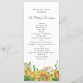 Rustikales Hochzeitsprogramm Sonnenblumen Programm (Vorderseite)