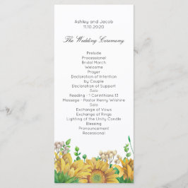 Rustikales Hochzeitsprogramm Sonnenblumen Programm