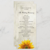 Rustikales Hochzeitsprogramm. Sonnenblumenkarte Programm (Vorne/Hinten)