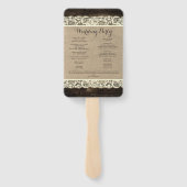 Rustikales Hochzeitsprogramm | Stall Wood Lace Bur Fächer (Rückseite)