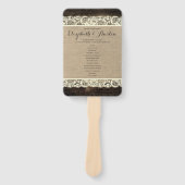 Rustikales Hochzeitsprogramm | Stall Wood Lace Bur Fächer (Vorderseite)