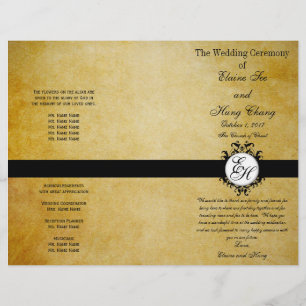 Rustikales Hochzeitsprogramm Vintage-Monogramm
