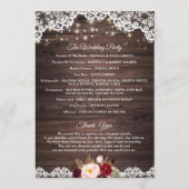 Rustikales Hochzeitsprogramm "Wood Lace Blush Burg Programm (Rückseite)