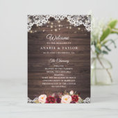 Rustikales Hochzeitsprogramm "Wood Lace Blush Burg Programm (Stehend Vorderseite)