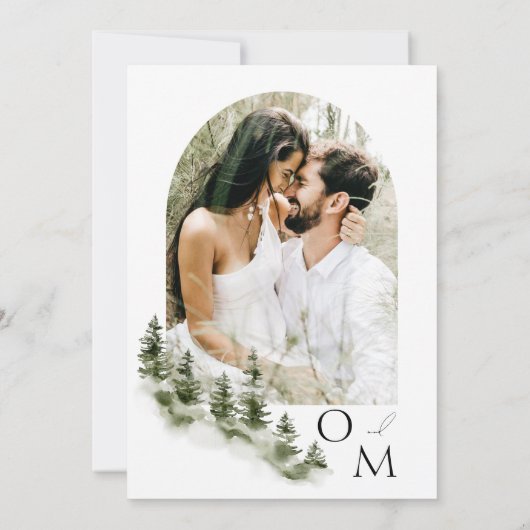 Rustikales Hochzeitssemble im Wasserfarbenwald - F Einladung (Rückseite)