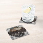 Rustikales Hochzeitssemble Save the Date Untersetz Rechteckiger Pappuntersetzer (Vor Ort)