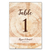 Rustikales Hochzeitsskript Holz Grain Custom Tischnummer (Vorderseite)