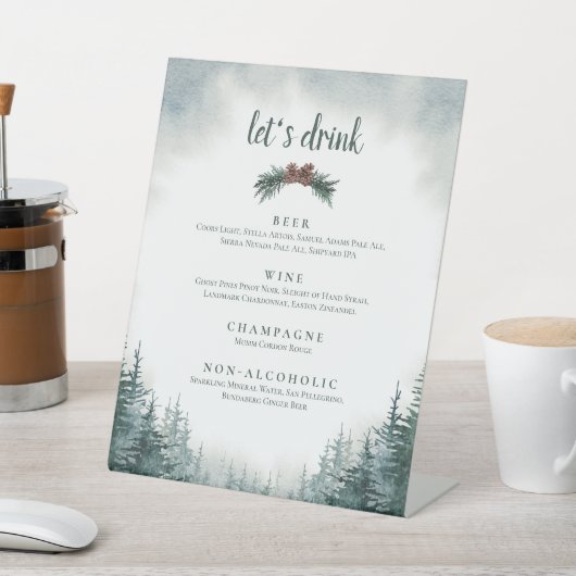 Rustikales Hochzeitsstich Alkohol Drink Bar Pedest Sockelschild (In SItu)