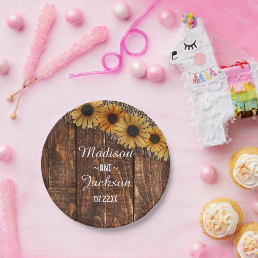 Rustikales Hochzeitsstift für Holz und Burlap-Sonn Pappteller (Party)