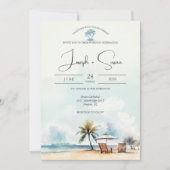 Rustikales Hochzeitsstil des Watercolor Ocean Beac Einladung (Vorderseite)