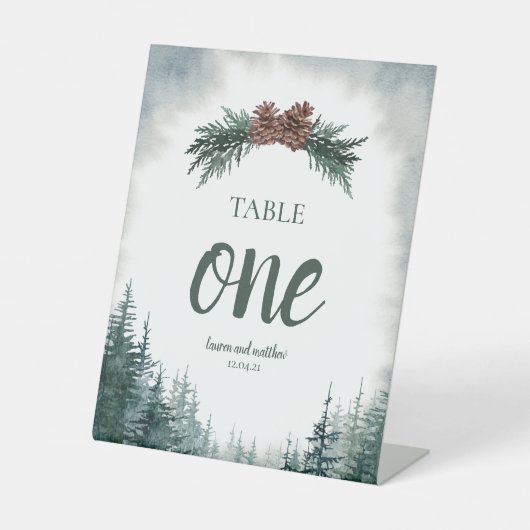 Rustikales Hochzeitssymbol für die Tischnummer Ped Sockelschild (Vorderseite)