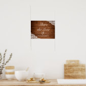 Rustikales Hochzeitssymbol für Holz und weiße Spit Poster (Küche)