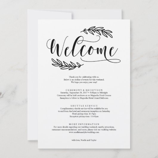 Rustikales Hochzeitstag Begrüßungsreise (Vorderseite)