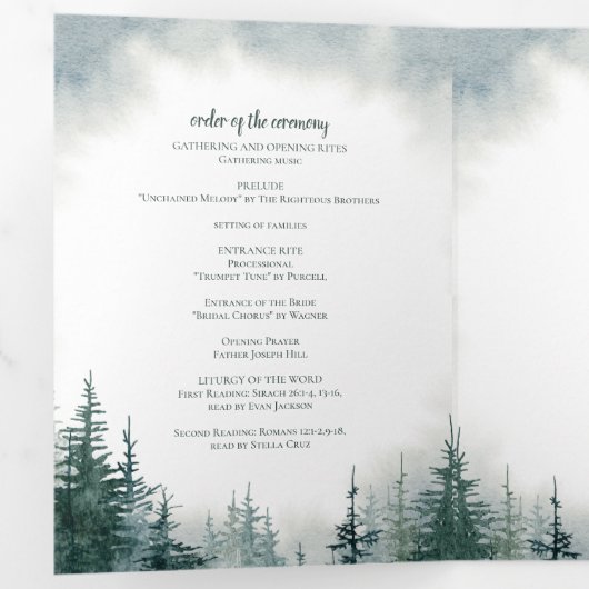 Rustikales Hochzeitstipendiatprogramm Dreifach-gefaltete Programmkarte (Innen Erste Seite)