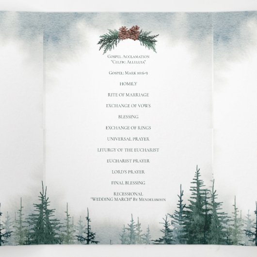 Rustikales Hochzeitstipendiatprogramm Dreifach-gefaltete Programmkarte (Innenseite Mitte)