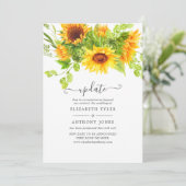Rustikales Hochzeitsupdate für Bohemische Sonnenbl Einladung (Stehend Vorderseite)