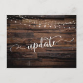 Rustikales Hochzeitsupdate für Holz und Lichter Postkarte (Vorderseite)