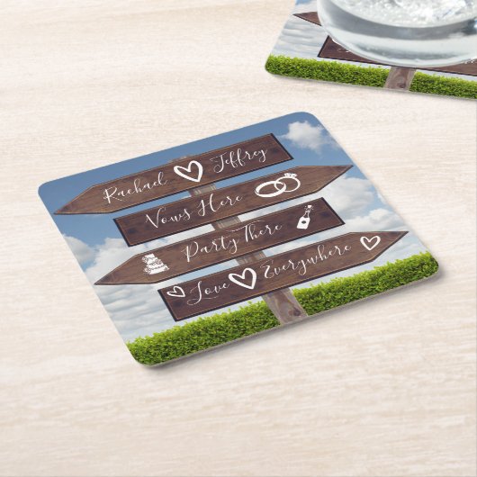 Rustikales Hochzeitszeichen Rechteckiger Pappuntersetzer (angewinkelt)