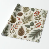 Rustikales Holiday Woodland Pineca Geschenkpapier (Ungerollt)