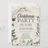 Rustikales Holiday Wreath White Birch Weihnachtsfe Einladung (Vorderseite)