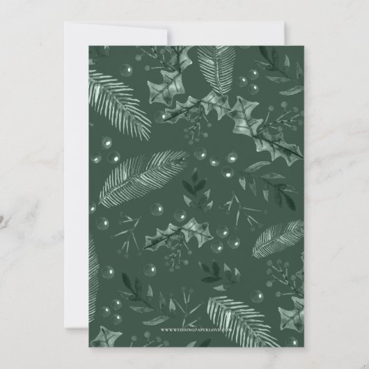 Rustikales Holly Berries Weihnachtsessen Probe Einladung (Rückseite)