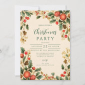 Rustikales Holly Pomegranate Weihnachtsgebäck Part Einladung (Vorderseite)