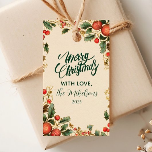 Rustikales Holly Pomegranate Weihnachtsgebäck Part Geschenkanhänger