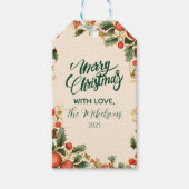 Rustikales Holly Pomegranate Weihnachtsgebäck Part Geschenkanhänger (Vorderseite)