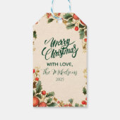 Rustikales Holly Pomegranate Weihnachtsgebäck Part Geschenkanhänger (Rückseite)