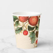Rustikales Holly Pomegranate Weihnachtsgebäck Part Pappbecher (Rückseite)