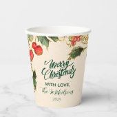 Rustikales Holly Pomegranate Weihnachtsgebäck Part Pappbecher (Vorderseite)