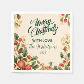 Rustikales Holly Pomegranate Weihnachtsgebäck Part Serviette (Vorderseite)