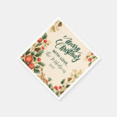 Rustikales Holly Pomegranate Weihnachtsgebäck Part Serviette (Ecke)