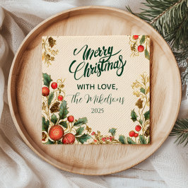 Rustikales Holly Pomegranate Weihnachtsgebäck Part Serviette