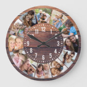 Rustikales Holz 12 FotoCollage Große Wanduhr (Vorderseite)