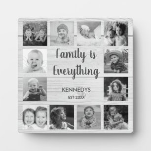 Rustikales Holz 12 FotoCollage Schwarz-Weiß Fotoplatte