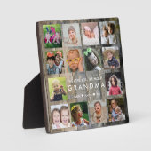 Rustikales Holz 14 FotoCollage Wir Liebe Sie Oma Fotoplatte (Vorderseite)