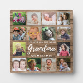 Rustikales Holz 14 FotoCollage Wir Liebe Sie Oma Fotoplatte (Vorderseite)