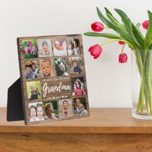 Rustikales Holz 14 FotoCollage Wir Liebe Sie Oma Fotoplatte