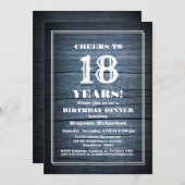 Rustikales Holz 18. Geburtstag Abendessen Party Einladung (Vorne/Hinten)