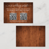Rustikales Holz 2 QR Hochzeit RSVP Details Begleitkarte (Vorne/Hinten)