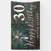 Rustikales Holz 30. Geburtstag Party Foto Banner (Vertikal)