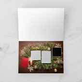 Rustikales Holz 3 Bild Weihnachtskarte Karte (Innenseite)