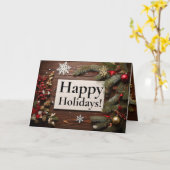 Rustikales Holz 3 Bild Weihnachtskarte Karte (Gelbe Blume)