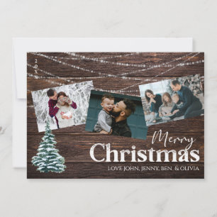 Rustikales Holz 3 Foto Frohe Weihnachtskarte mit B Einladung