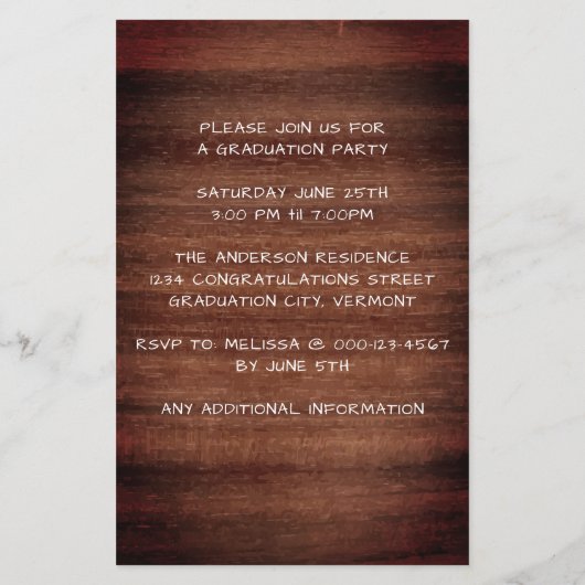 Rustikales Holz 3 Foto Haushalt Abschluss Einladun (Rückseite)