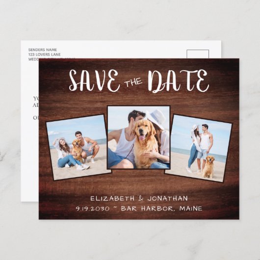 Rustikales Holz 3 Foto Hochzeit speichern das Datu (Vorne/Hinten)