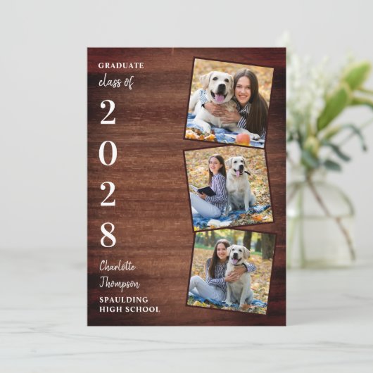 Rustikales Holz 3 Foto Lässiger Abschluss Ankündig Ankündigung (Stehend Vorderseite)