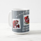 Rustikales Holz - 3 Foto Weihnachtszeit Tasse (Vorderseite Links)